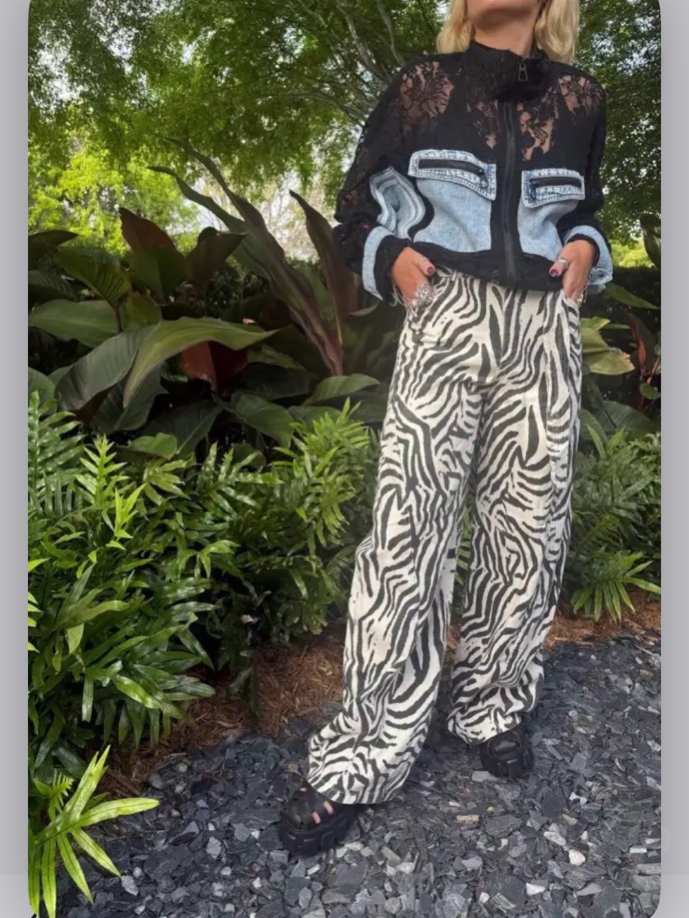 Zebra Print Wide-Leg Pants